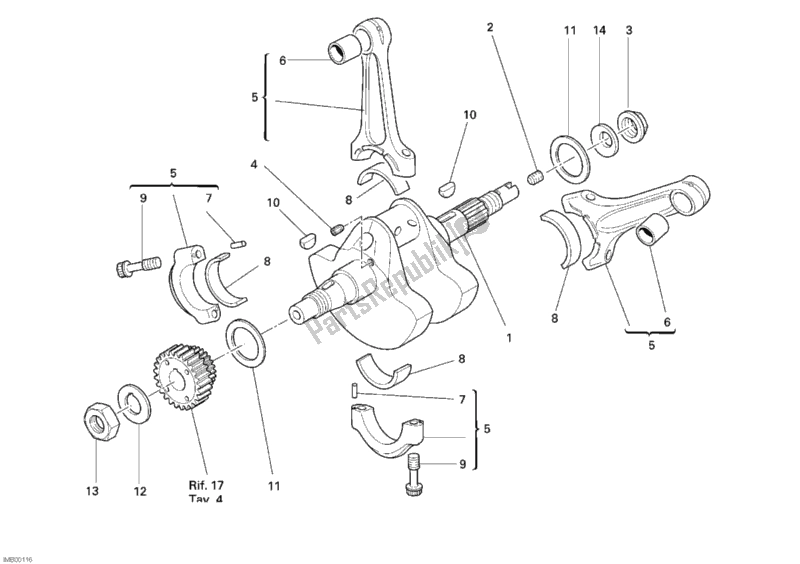 Alle onderdelen voor de Krukas van de Ducati Monster S2R 1000 2007